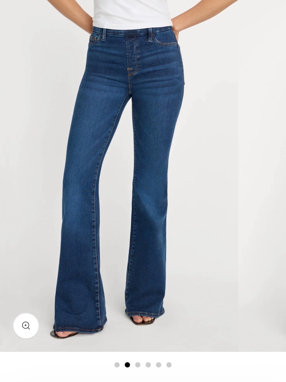 NWT Good American Power Stretch Pull On Indigo Flare Jeans